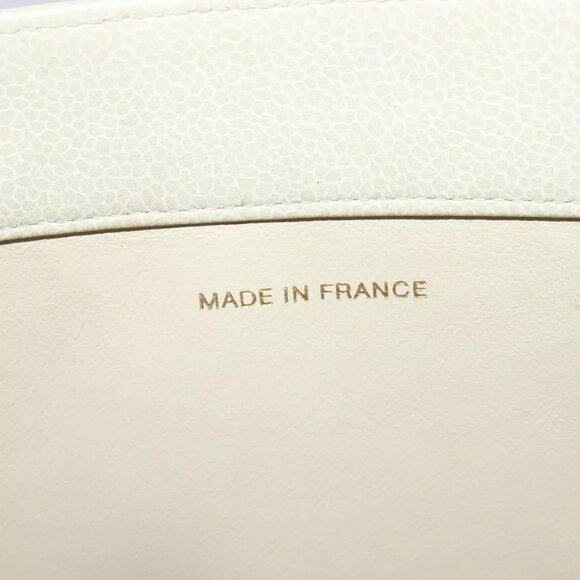 CHANEL COCO Mark Chain Tote Bag Caviar Skin Beige Gold CC Auth - Picture 5 of 16
